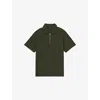 Reiss Mens Green Winston Zip-neck Short-sleeve Stretch-knit Polo In Green