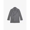 Reiss Mens Grey Bergamo Chalk-stripe Wool-blend Pea Coat In Gray