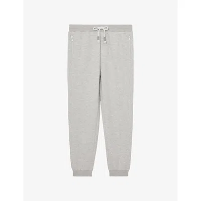 Reiss Mens Grey Finch Drawstring-waist Cotton-blend Jogging Bottoms In Gray