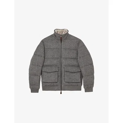 Reiss Mens Grey Gerald Quilted Wool-blend Jacket Xs In Gray