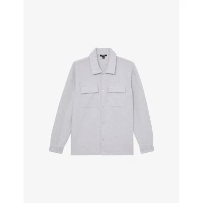 Reiss Mens Grey Marl Maxwell Patch-pocket Cotton-jersey Shirt Xs In Gray