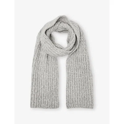 Reiss Mens Grey Marl Ribbed Knitted Scarf In Gray