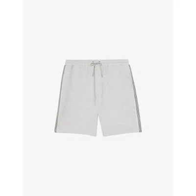 Reiss Mens  Emilio Side-tape Stretch Cotton-jersey Shorts In Gray