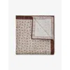 Reiss Mens Grey Melange Lucio Polka-dot Cotton And Wool-blend Pocket Squar In Brown