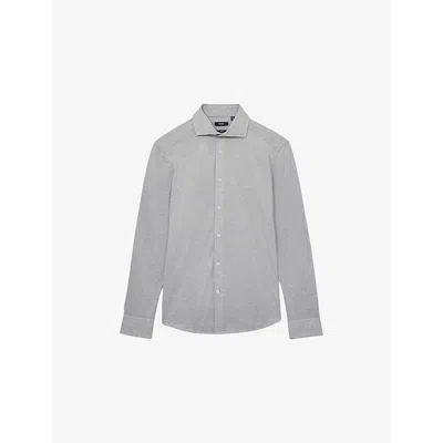 REISS MENS REISS NATE CUTAWAY-COLLAR COTTON-BLEND JERSEY SHIRT