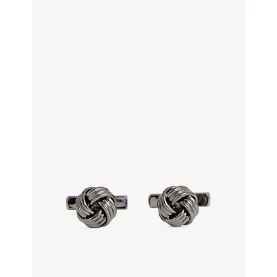 Reiss Mens Gunmetal Callum Knot Metal Cufflinks In Gray