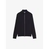 Reiss Hampshire Funnel-neck Zip-through Merino-wool Cardigan In Navy