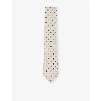 Reiss Mens Ivory Cosimo Floral-print Silk T In White