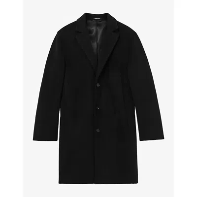 Reiss Mens Knight Single-breasted Wool-blend Coat Black