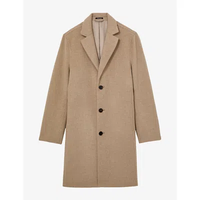 Reiss Mens Knight Single-breasted Wool-blend Coat Oatmeal Xl In Neutral