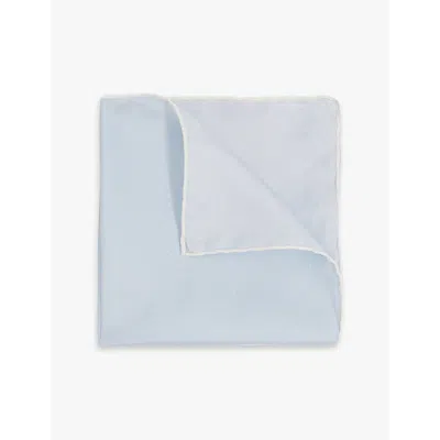 Reiss Mens Liam Polka-dot Silk Pocket Square Light Blu In Light Blue