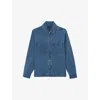 Reiss Mens Light Blue Wash Tore Button-through Denim Overshirt