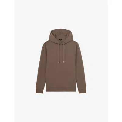 Reiss Mens Light Brown Fabien Regular-fit Stretch-jersey Hoody