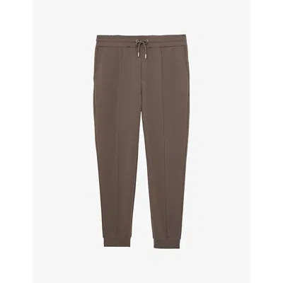 Reiss Mens Light Brown Premier Drawstring-waist Stretch-jersey Jogging Bottoms