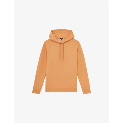 Reiss Mens Light Camel Brown Fabien Regular-fit Double-knit Stretch-jersey Hoody Xl In Orange