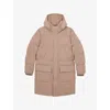 Reiss Mens Light Camel Brown Moon Quilted Longline Stretch-nylon Puffer In Brown