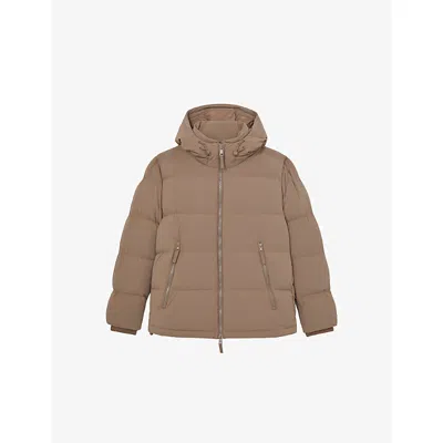Reiss Mens  Reggie Quilted Zip-through Puffer Jacket In Brown
