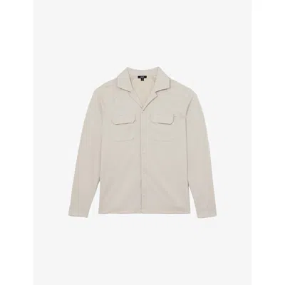 Reiss Mens Light Stone Delmer Twin-pocket Woven Overshirt In Neutral