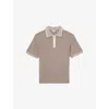 Reiss Mens Jarvis Micro-cable Short-sleeve Knitted Polo Light Taupe Brown In Neutral