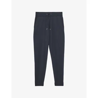 Reiss Mens Midnight Navy Billings Drawstring-waist Wool-blend Jogging Bottoms In Blue