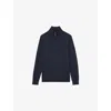 Reiss Mens Midnight Navy Blackhall Half-zip Long-sleeve Merino-wool Jumper Xl In Blue
