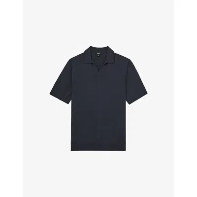 Reiss Mens Midnight Navy Duchie Knitted Wool Polo Shirt
