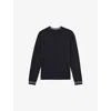 Reiss Mens Midnight Navy Luca Crewneck Cable-knit Jumper In Blue