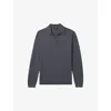 Reiss Mens Milburn Open-collar Merino-wool Polo Shirt Blackened Blue In Blackened Blue