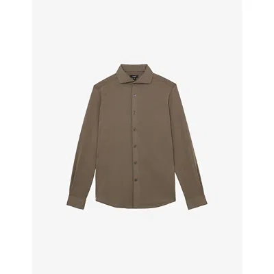 Reiss Mens Mink Bobby Regular-fit Cutaway-collar Modal-blend Shirts In Brown