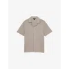 Reiss Mens Ackling Cuban-collar Cotton-blend Shirt Mink Brown In Mink Brown