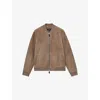 Reiss Mens Mink Zip-through Suede Bomber Jacket Xl In Brown