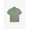 Reiss Mens Mint Green Ando Cuban-collar Jacquard Stretch-woven Shirt