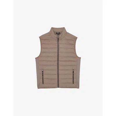Reiss Mens Mocha Brown Field Quilted Jersey Gilet
