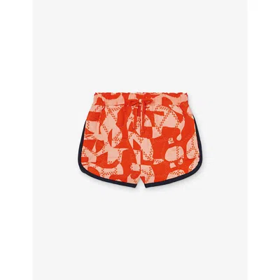 Reiss Mens Multi Josanna Quilted Cotton Shorts 4-9 In Orange
