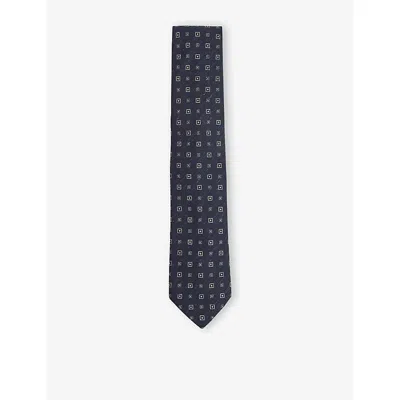Reiss Mens Navy Anzio Medallion-print Silk-blend T