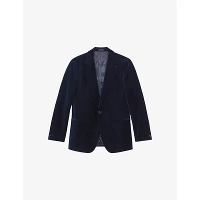 Reiss Mens Apsara Peak-lapel Single-breasted Blazer Navy In Blue