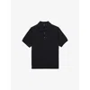 Reiss Mens Asher Half-button Short-sleeve Cotton And Silk-blend Polo Navy Xxl In Blue