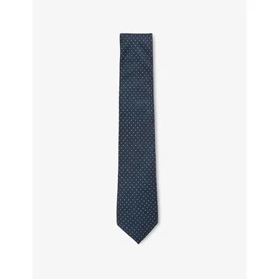 Reiss Mens  Aurelio Dotted Silk T In Navy