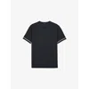 Reiss Mens Navy Blue Oscar Short-sleeved Stretch-woven T-shirt In Black