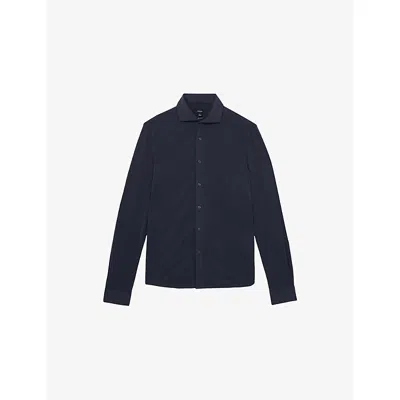 Reiss Mens Navy Bobby Regular-fit Cutaway-collar Modal-blend Shirts
