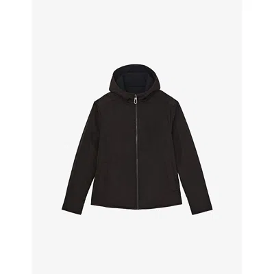 Reiss Mens Navy Brown Devonay Reversible Hooded Puffer Jacket