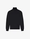 Reiss Navy Alston Cable Knitted Roll Neck Jumper In Navy