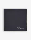 Reiss Mens Navy Ceremony Logo-print Silk Pocket Square