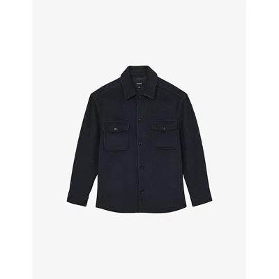 REISS MENS REISS COMPTON HERRINGBONE WOOL-BLEND OVERSHIRT