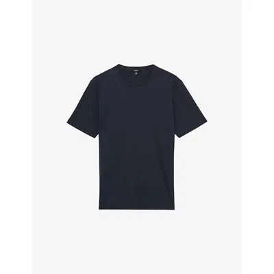 Reiss Mens Navy Count Crewneck Short-sleeve Cotton T-shirt In Blue