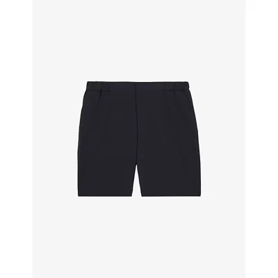 Reiss Mens Navy Drawstring Elasticated-waist Stretch-woven Chino Shorts In Blue