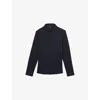 Reiss Mens Navy Duke Button-through Cotton-jersey Shirt In Navy