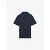 Reiss Mens Navy Earl Airwater Slim-fit Cotton Polo