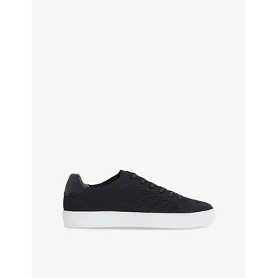 Reiss Mens  Finley Knit Low-top Trainers In Navy