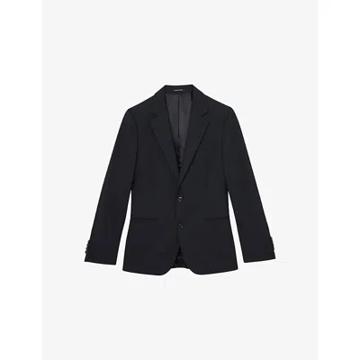 Reiss Mens Navy Graduate Single-breasted Woven Suit Blazer In Black
